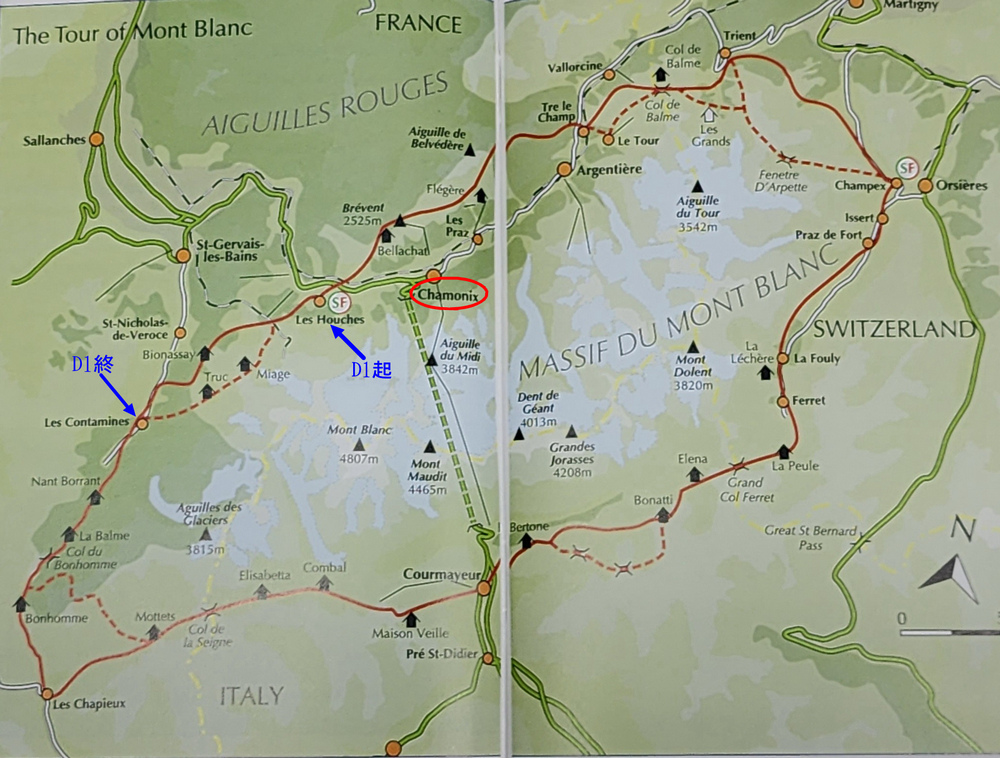TMB環白朗峰健行：D1 Les Houches→Les C